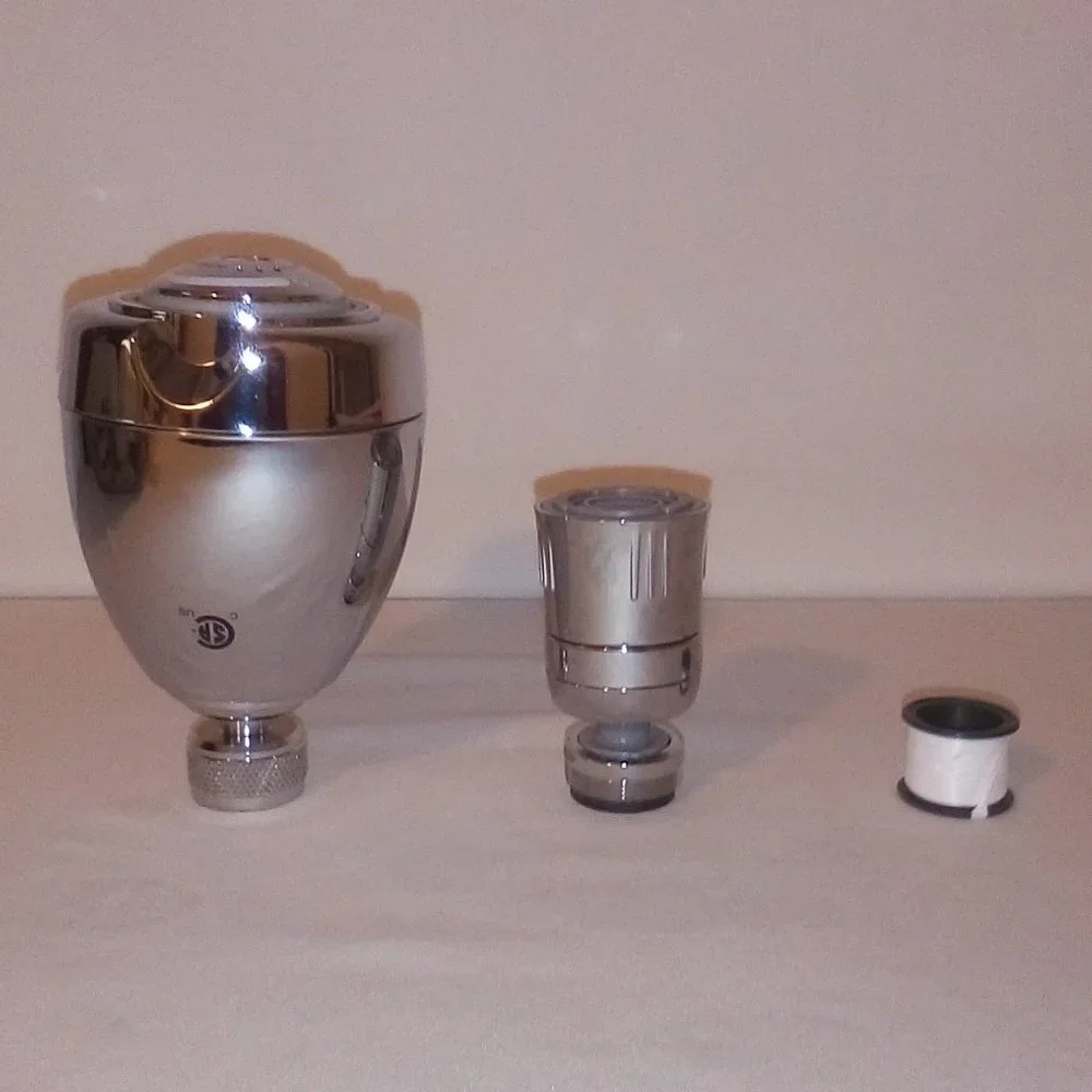 Showerhead, Dual Spray Kitchen Aerator and Plumber's Tape: Water Efficiency Kit